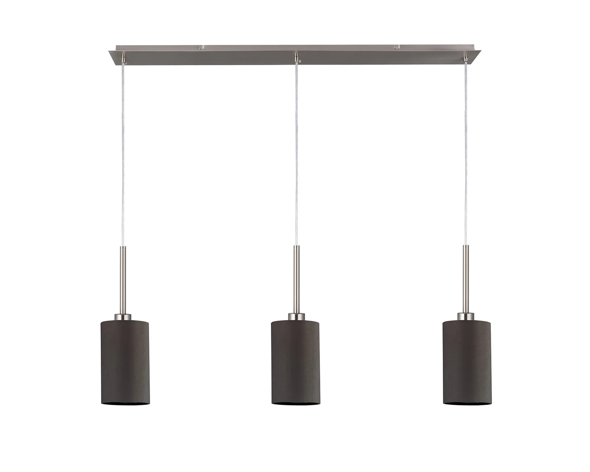 Baymont 12cm Shade 3 Light Pendant Satin Nickel, Grey/White DK0780  Deco Baymont SN GR